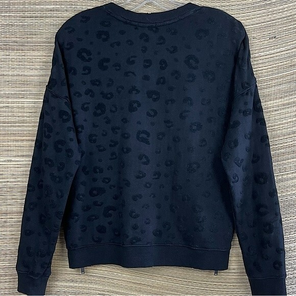 Rails Black Marlo Flocked Leopard Textured With Side Zip Sweatshirt Size S - Picture 5 of 13